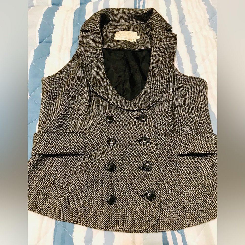 Vintage grey tweed button down vest